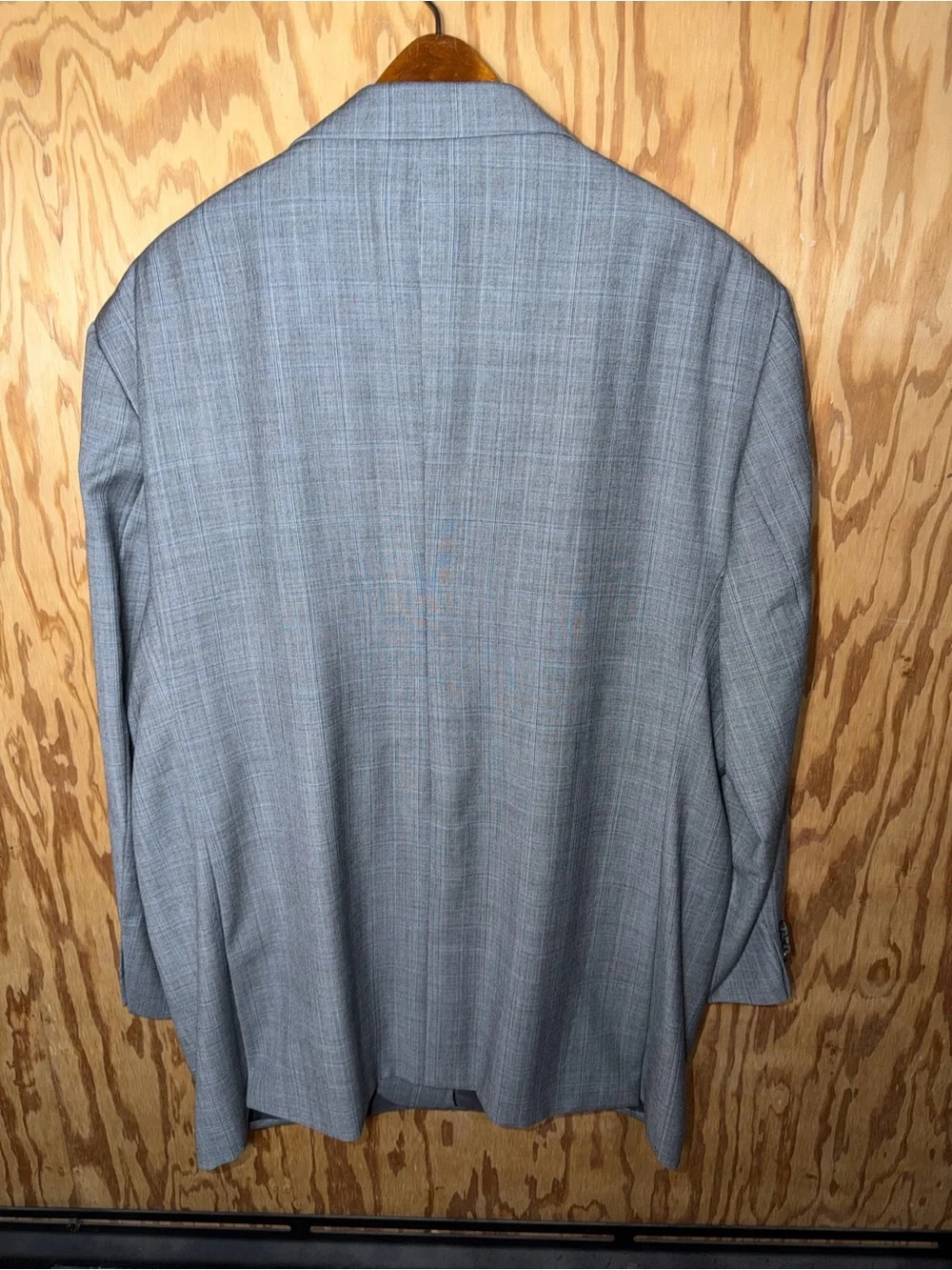 Jos. A. Bank Wool Gray Blue Plaid Two Button Mens Blazer 50R Sport Coat